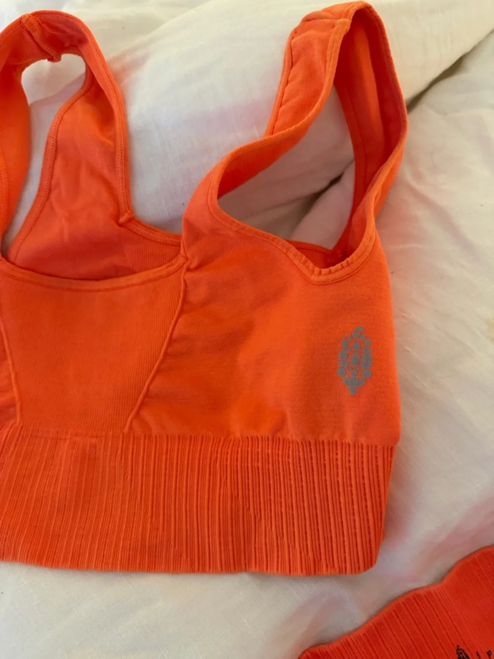 Vibrant Neon Orange Coral Activewear Set - Sports Bra & Leggings - Picture 7 of 8